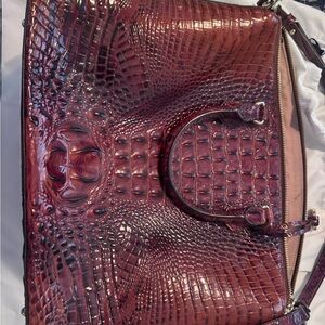 Brahmin Burgundy Crocodile Embossed Satchel